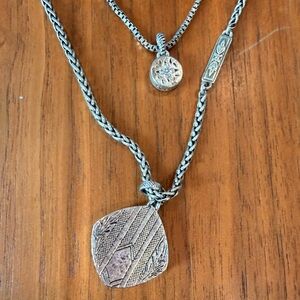 Fossil silver necklace stacked
